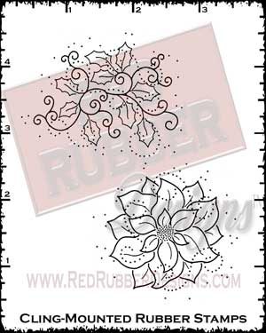 Holly Season Cling Mounted Rubber Stamps from Red Rubber Designs